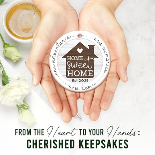 HEXMOZ New Home Gift Ideas - Housewarming Gifts for Couples - New Home Ornament 2025 - First House Ornament 2025 - First House Gifts for Owners, Men, Women - Housewarming Ceramic Christmas Keepsake