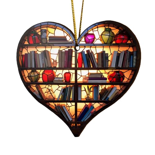 2D Flat All Over Printed, Book Ornaments, Bookshelf Christmas Ornaments, 2 Sides 3.5" Wood Ornament, Gift for Book Lover