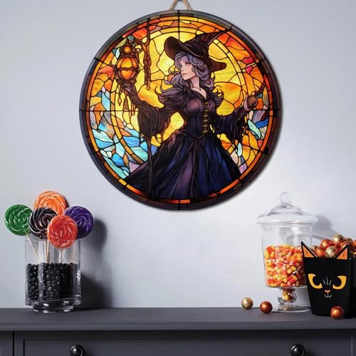 2D Flat All Over Printed, Halloween Wooden Sign, Witch Sign, Halloween Decor, 8",12",18" Wooden Sign, Witch Room Decor, Gift For Her, Gift for Witch