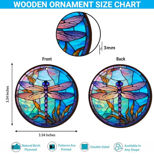 2D Flat All Over Printed, Dragonfly Christmas Ornaments, Ornaments for Dragonfly Lover, 2 Sides 3.5" Wood Ornament, Christmas Decorations (EPHG-51979007)