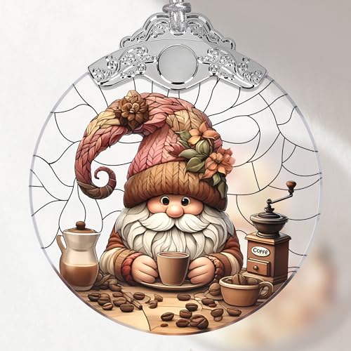 Gnome Stained Glass Ornament, Christmas Tree Decorations, Holiday Presents, Gift Exchange Ideas