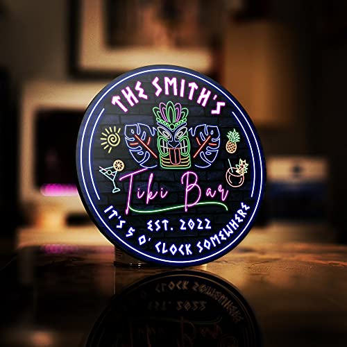 All Over Printed No Real Led Neon Tiki Bar Signs, Gettin' Freaky At The Tiki Signs, 12",18" Tiki Bar Signs, Tiki Louge, Tiki Huts, Tiki Bar, Welcome Sign, Door Signs, Bar Signs, Tiki Signs (CSWS-ENNG-35177001)