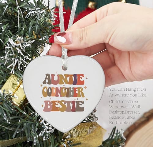 Mother's Day,Birthday,Thanksgiving, Aunt Godmother Bestie Gift-Godmother Proposal Present,Christening Baptismal Present for Godmom-Heart Shaped Ornament