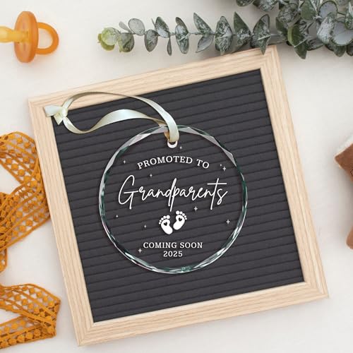 Grandparents Gifts - First Time Grandparents Gifts for Grandma, Grandpa - Baby Pregnancy Announcement Ornament for New Grandma - Grandpa to Be Ornaments - Glass Ornament