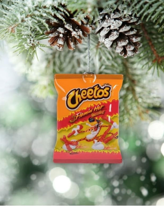 Cheetos Ornament, 4" Flamin Hot Cheetos, Hanging Ornament, Christmas Tree Ornament