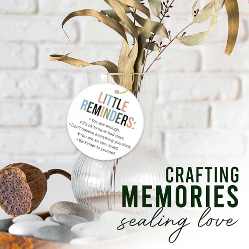 HEXMOZ Inspirational Motivational Gifts - Little Reminders You are Enough Ornament, Friendship Gifts for Women, Coworker, Best Friend, Bestie - Decorative Ceramic Ornament