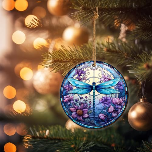 2D Flat All Over Printed, Dragonfly Christmas Ornaments, Ornaments for Dragonfly Lover, 2 Sides 3.5" Wood Ornament, Christmas Decorations (Ephg-51979008)