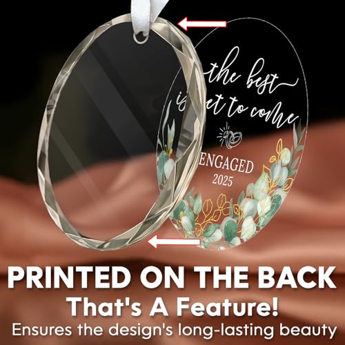 HEXMOZ Engagement Gifts for Couples - Engagement Gifts for Newly Engaged Couples, Bride to Be, Women, Fiance, Her - Just Engaged Gift, First Christmas Ornament 2025 Party Decoration - Glass Ornament