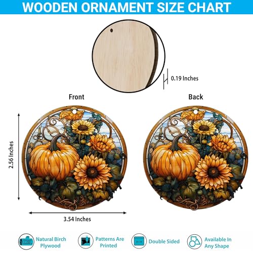 2D Flat All Over Printed, Fall Ornaments, Pumpkin Ornaments, 2 Sides 3.5" Wood Ornament, Fall Home Autumn Decor, Gift for Thanksgiving (EPHG-52035010)