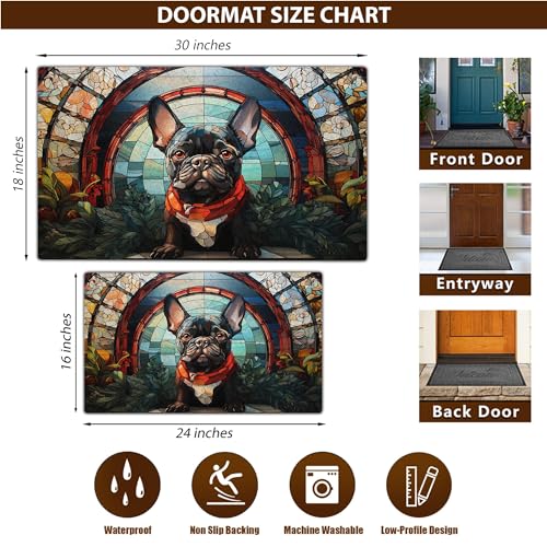 All Over Printed, French Bulldog Doormat, Doormat with French Bulldog Pattern, 24x16 inches, 30x18 inches Doormat, Home Decor Outdoor, Gift for French Bulldog Lover (RBRGUS-EPHG-53029004)