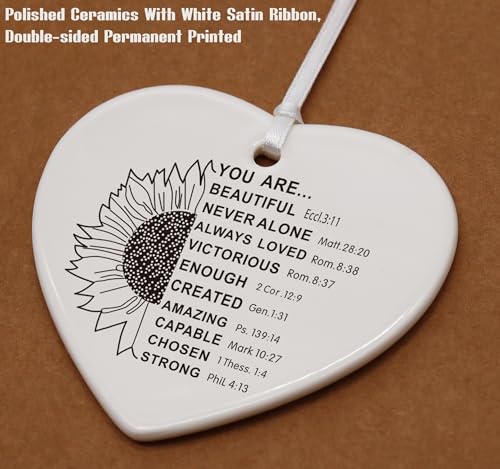 Christian Scripture Religious Bible Verse Gifts for Women Girls,Affirmations Inspirational Girls Women Reminder Gift,Mother's Day,Birthday,Graduation,New Year Heart Shaped Ornament