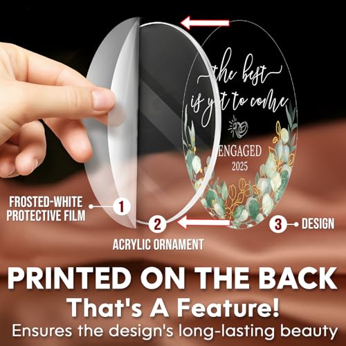 HEXMOZ Engagement Gifts for Couples - Engagement Gifts for Newly Engaged Couples, Bride to Be, Women, Fiance, Her - Just Engaged Gift, First Christmas Ornament 2025 Party Decoration - Acrylic Ornament