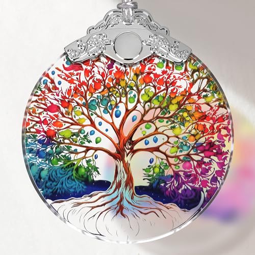 Tree of Life Stained Glass Ornament - Christmas Tree Decor, Ornaments for Christmas and Exchange