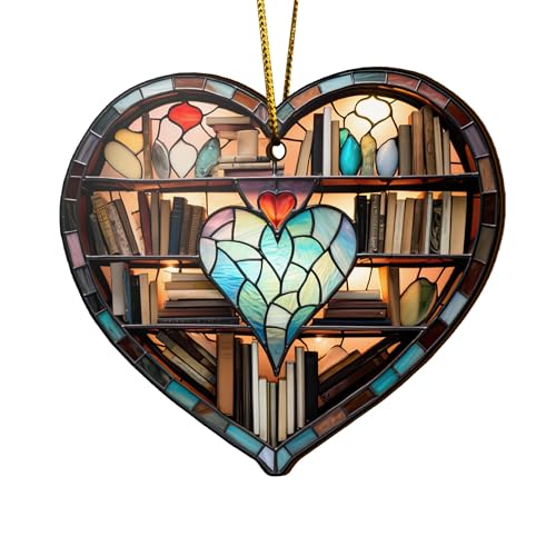2D Flat All Over Printed, Book Ornaments, Bookshelf Christmas Ornaments, 2 Sides 3.5" Wood Ornament, Gift for Book Lover