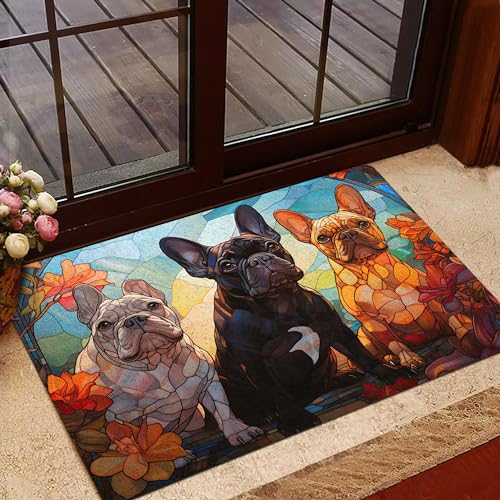 All Over Printed, French Bulldog Doormat, Doormat with French Bulldog Pattern, 24x16 inches, 30x18 inches Doormat, Home Decor Outdoor, Gift for French Bulldog Lover (RBRGUS-EPHG-53029007)