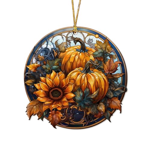 2D Flat All Over Printed, Fall Ornaments, Pumpkin Ornaments, 2 Sides 3.5" Wood Ornament, Fall Home Autumn Decor, Gift for Thanksgiving (EPHG-52035011)