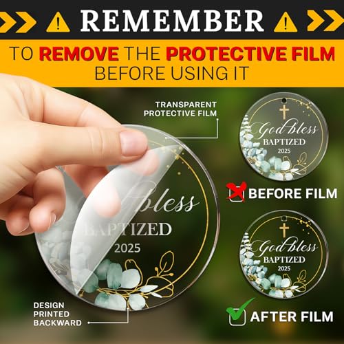 HEXMOZ God Bless Baptized Ornament 2025 - Christian Easter Baptism Gifts for Boys, Girls, Adults - Cross Christening Gift for Baby Boy Girl Godson Goddaughter - Acrylic Christmas Keepsake Decoration