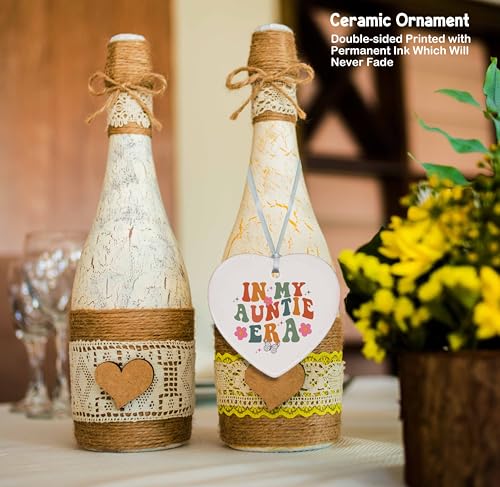 in My Auntie Era-Best Aunt Ever-Gifts for Aunt-Aunt Gifts from Niece,Nephew-Birthday Gifts for Aunt,New Aunt,Auntie,to Be Aunt,Aunt Announcement,Promoted to Aunt-Ceramic Heart Shaped Ornament