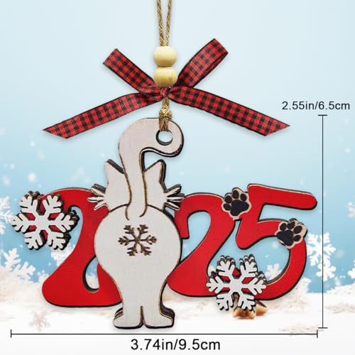 Cat Christmas Ornaments 2025, Funny Ornament for Christmas Tree, Wooden Cute Unique Ornaments Decor - Cat Lover Gifts for Women, Crazy Lady, Owner