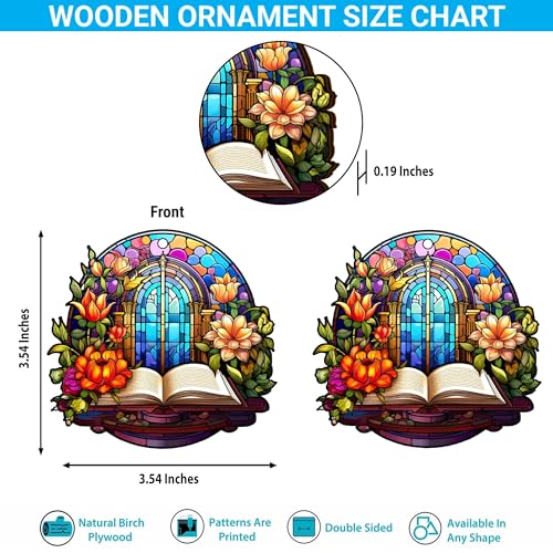 2D Flat All Over Printed, Book Ornaments, Bookshelf Christmas Ornaments, 2 Sides 3.5" Wood Ornament, Gift for Book Lover