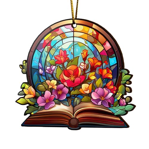 2D Flat All Over Printed, Book Ornaments, Bookshelf Christmas Ornaments, 2 Sides 3.5" Wood Ornament, Gift for Book Lover