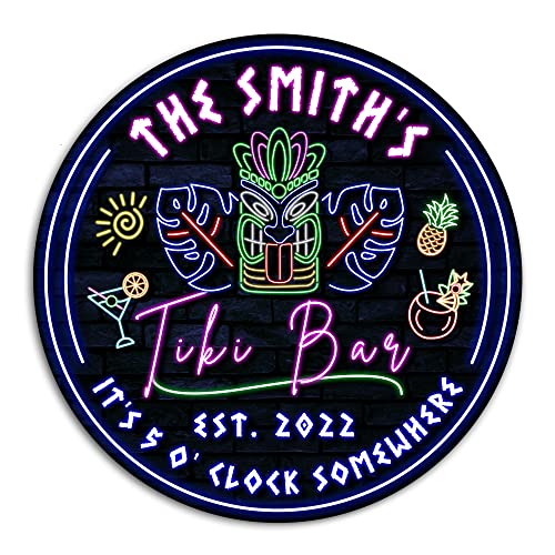 All Over Printed No Real Led Neon Tiki Bar Signs, Gettin' Freaky At The Tiki Signs, 12",18" Tiki Bar Signs, Tiki Louge, Tiki Huts, Tiki Bar, Welcome Sign, Door Signs, Bar Signs, Tiki Signs (CSWS-ENNG-35177001)
