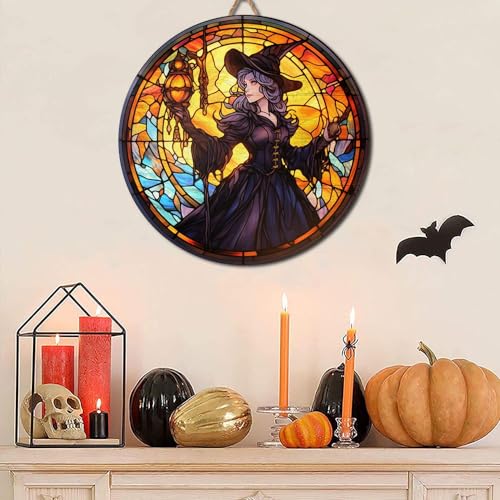 2D Flat All Over Printed, Halloween Wooden Sign, Witch Sign, Halloween Decor, 8",12",18" Wooden Sign, Witch Room Decor, Gift For Her, Gift for Witch