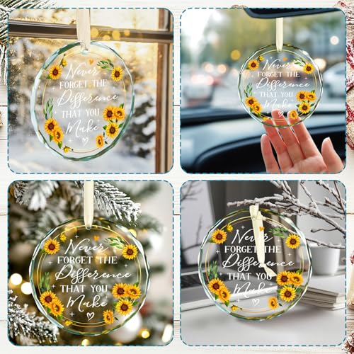 Never Forget The Difference That You Make Glass Ornament 2025 - Coworker Gifts for Women - Going Away, Farewell, Goodbye, Appreciation, Retirement Gifts for Coworkers Women, Men, Boss, Friend