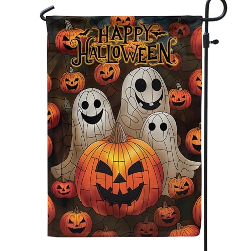 All Over Printed Halloween Double Sided Garden Flags, 12x18" Garden Flag, Pumpkin Flag for Halloween Decor, Home Decor Outdoor, Fall Yard Flag
