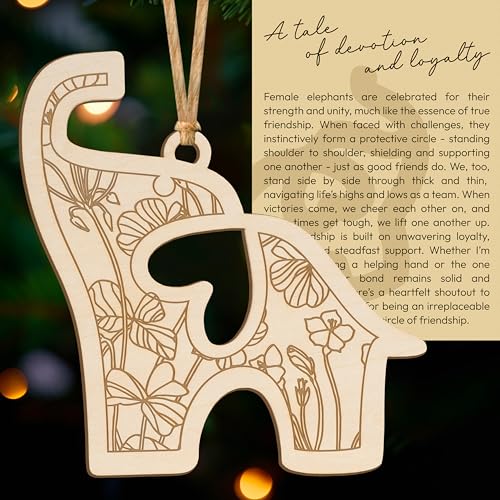 Best Friend Birthday Gifts for Women, Friendship Elephant Ornament with Story Card, Friendship Gifts for Women, Birthday Presents for Best Friends Sisters Special Bond Decor, Suncatcher (Engraved)