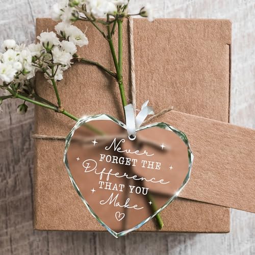 ZAGKOO Thank You Gifts - Teacher Appreciation Gifts, Teacher Nurse Ornament - Retirement Gift for Woman Men - Appreciation Gift for Employee Coworker Friend Counselor Boss - Glass Heart Ornament