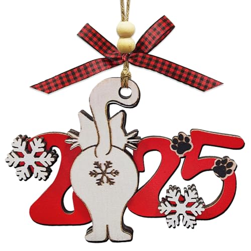 Cat Christmas Ornaments 2025, Funny Ornament for Christmas Tree, Wooden Cute Unique Ornaments Decor - Cat Lover Gifts for Women, Crazy Lady, Owner