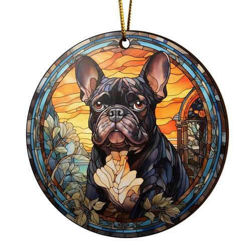 2D Flat All Over Printed, French Bulldog Ornaments, French Bulldog Christmas Ornaments, 2 Sides 3.5" Wood Ornaments, French Bulldog Christmas (EPHG-53028005)