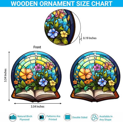 2D Flat All Over Printed, Book Ornaments, Bookshelf Christmas Ornaments, 2 Sides 3.5" Wood Ornament, Gift for Book Lover