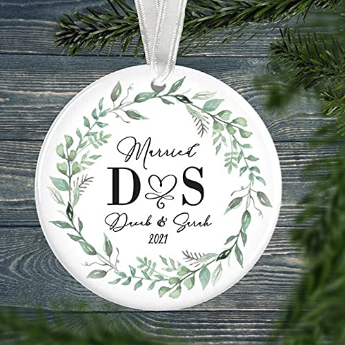 Mr & Mrs Christmas Ornament First Christmas Married Marriage Christmas Ornament Newlywed Gift Ceramic Ornament