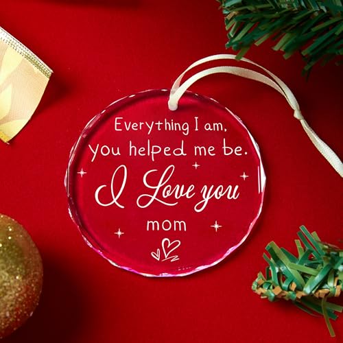 Gifts for Mom,Mom Gifts, Birthday Gifts for Mom, Gift for Mom from Daughter, Son, Love You Mom Gifts - Glass Ornaments for Mom 2025