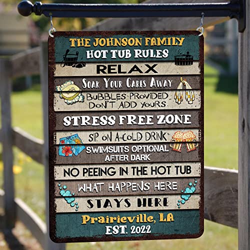 All Over Printed, Hot Tub Rules Metal Sign 8x12", 12x18", 16x24", Hot Tub Funny Rules Sign, Bathroom Decorations