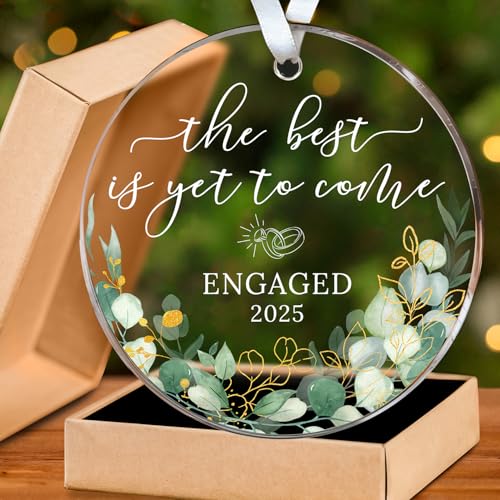 HEXMOZ Engagement Gifts for Couples - Engagement Gifts for Newly Engaged Couples, Bride to Be, Women, Fiance, Her - Just Engaged Gift, First Christmas Ornament 2025 Party Decoration - Acrylic Ornament