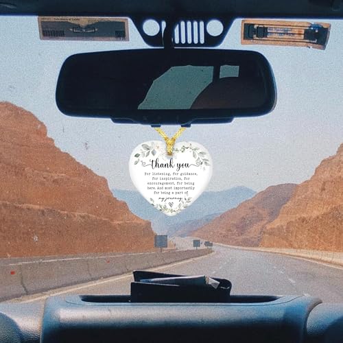 Gossby Heart-Shaped Thank You Ceramic Ornament - Appreciation Gift for Women - Thank You Gift for Coworker, Friend, Teacher, Boss, Employee - Car Hanging Decoration Ornament - Wine Bottle Decor