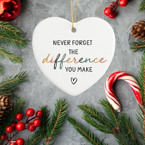 Thank You Gifts Never Forget The Difference That You Make Ornament Keepsake Sign Heart Plaque Appreciation Retirement Farewell Gifts for Coworker Boss Teacher Nurse Employee