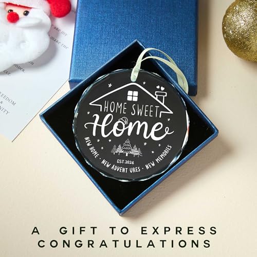 House Warming Gifts New Home, New Home Ornament 2024, Housewarming Gifts for New House, House Warming Gift for Women, Couple, homeowners,New Home Gift Ideas,Glass New Home Ornament 2024