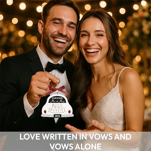 Just Married Wooden Ornament 2025, Mr and Mrs Newlywed Hanging Ornament, Wedding Gift for Couples 2025, Bride, Future Mr and Mrs Bridal Shower Bride Gift Ideas for Her, Married Couple