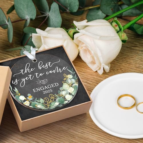 HEXMOZ Engagement Gifts for Couples - Engagement Gifts for Newly Engaged Couples, Bride to Be, Women, Fiance, Her - Just Engaged Gift, First Christmas Ornament 2025 Party Decoration - Acrylic Ornament