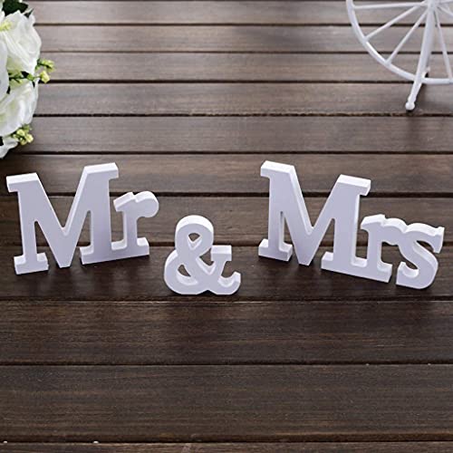 Alnicov Mr and Mrs Sign,Small Size Mr & Mrs Wedding Props PVC Letters for Wedding Table Photo Props Party Table Top Dinner Decorations(White)