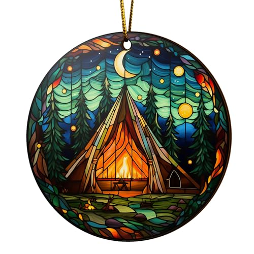 2D Flat All Over Printed, Camping Ornaments, Camping Christmas Ornaments, 2 Sides 3.5" Wood Ornament, Gift for Camper Lover, Christmas Decor