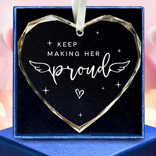 Memorial Gifts for Women - in Memory of Loved One Gift, Bereavement Gift - Remembrance Gifts - Keep Making Her Proud Ornament - Memorial Ornaments for Loss of Loved One, Mom, Grandma - Glass Ornament