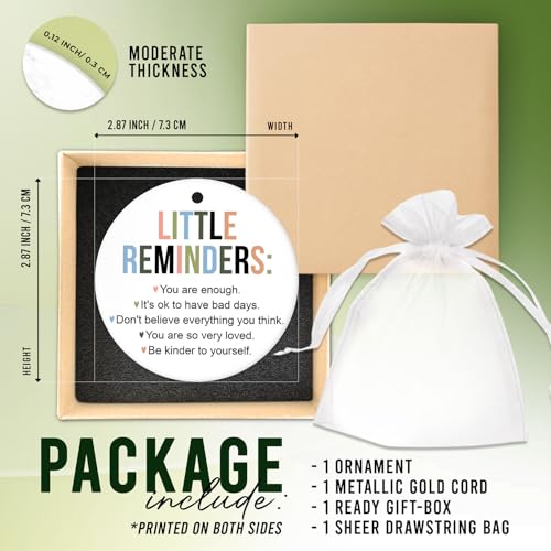 HEXMOZ Inspirational Motivational Gifts - Little Reminders You are Enough Ornament, Friendship Gifts for Women, Coworker, Best Friend, Bestie - Decorative Ceramic Ornament