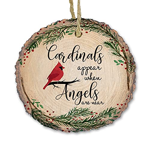 Cardinal Ornament Memorial, Loss of loved one Ornament, Anniversary keepsake - Wood Slice Christmas Ornament 3"
