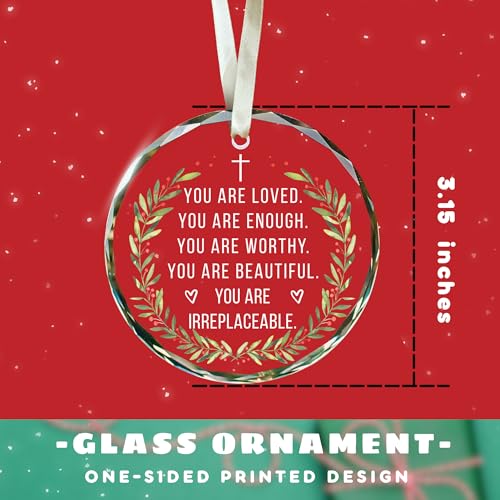 Inspirational Christmas Ornaments - Motivational, Thank You Ornaments for Christmas Tree - Inspirational Gifts for Women, Motivational Positive Gifts - Glass Ornament