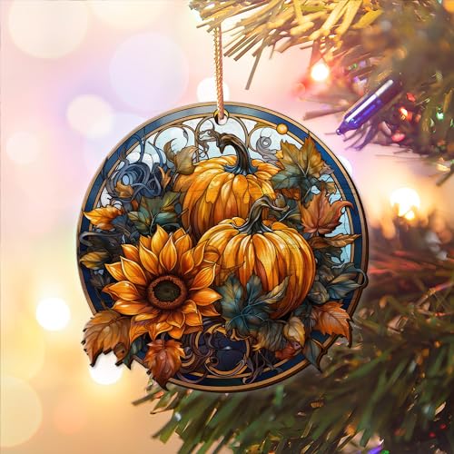 2D Flat All Over Printed, Fall Ornaments, Pumpkin Ornaments, 2 Sides 3.5" Wood Ornament, Fall Home Autumn Decor, Gift for Thanksgiving (EPHG-52035011)